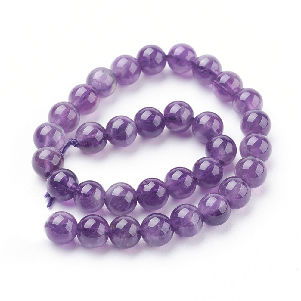 Natural Amethyst Bead Strands - Round - 6mm, approx 32pcs per strand / 7.6 inch