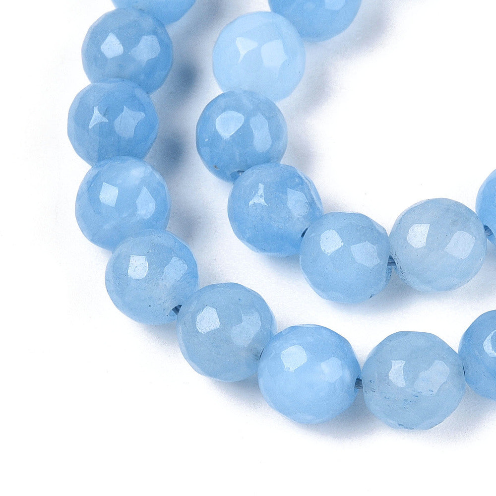 Dyed Natural White Jade Beads Strands - 8mm - Faceted