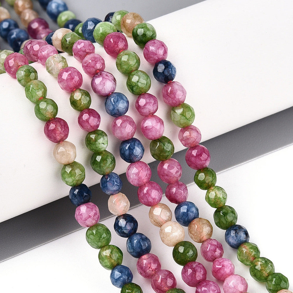 4mm Faceted White Jade Strands