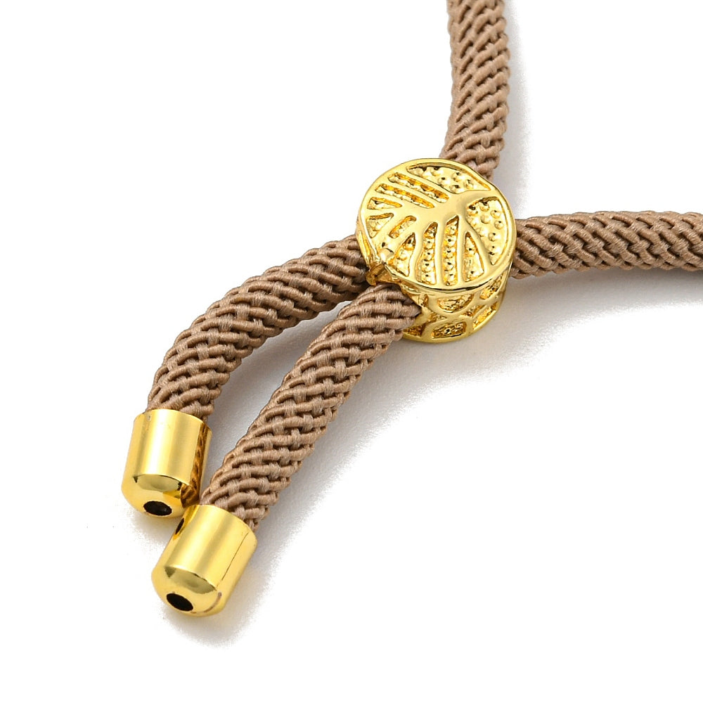 Adjustable Bracelet Making Nylon Cord with Gold Plated Brass Tree of Life Sliding Stopper Bead