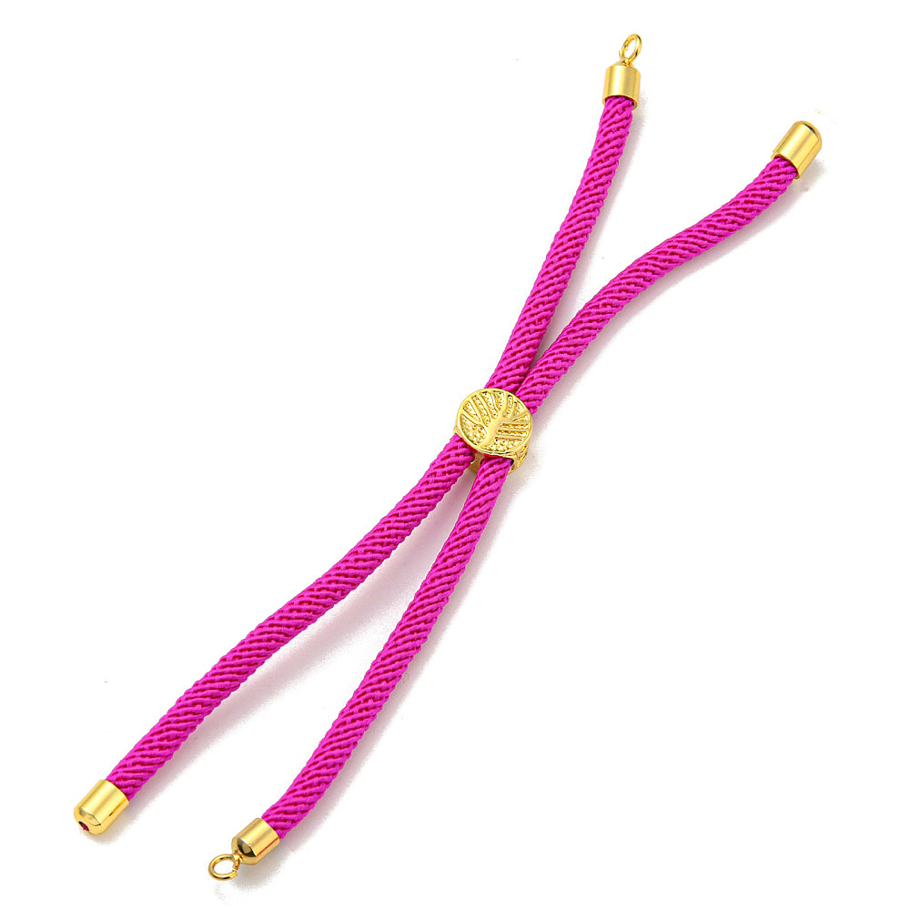 Adjustable Bracelet Making Nylon Cord with Gold Plated Brass Tree of Life Sliding Stopper Bead