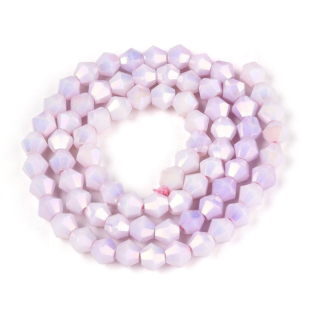 6mm Anti-Tarnish Electroplate Bicone Glass Beads Strands - Imitation Gemstone.