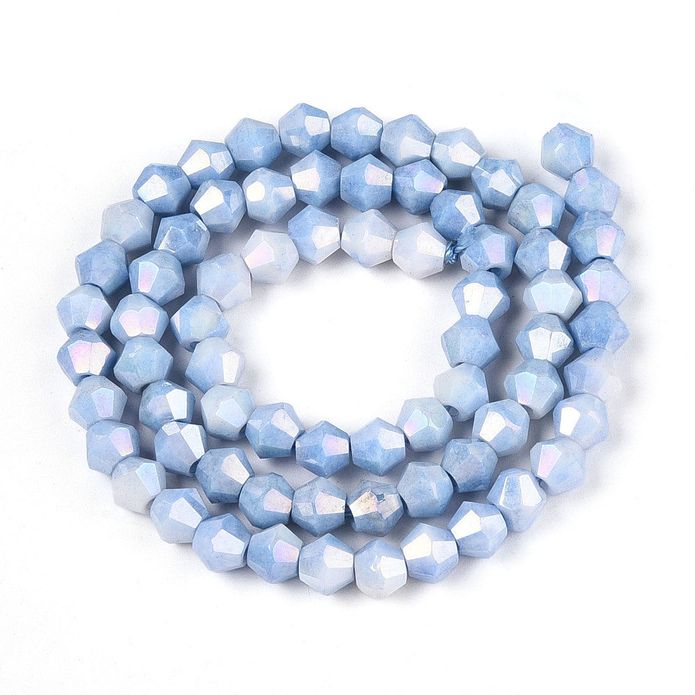 6mm Anti-Tarnish Electroplate Bicone Glass Beads Strands - Imitation Gemstone.