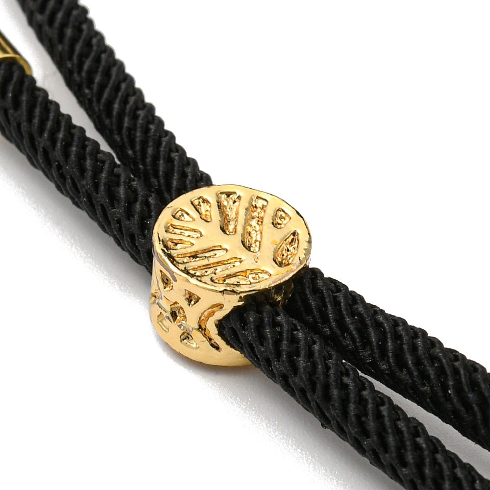 Adjustable Bracelet Making Nylon Cord with Gold Plated Brass Tree of Life Sliding Stopper Bead