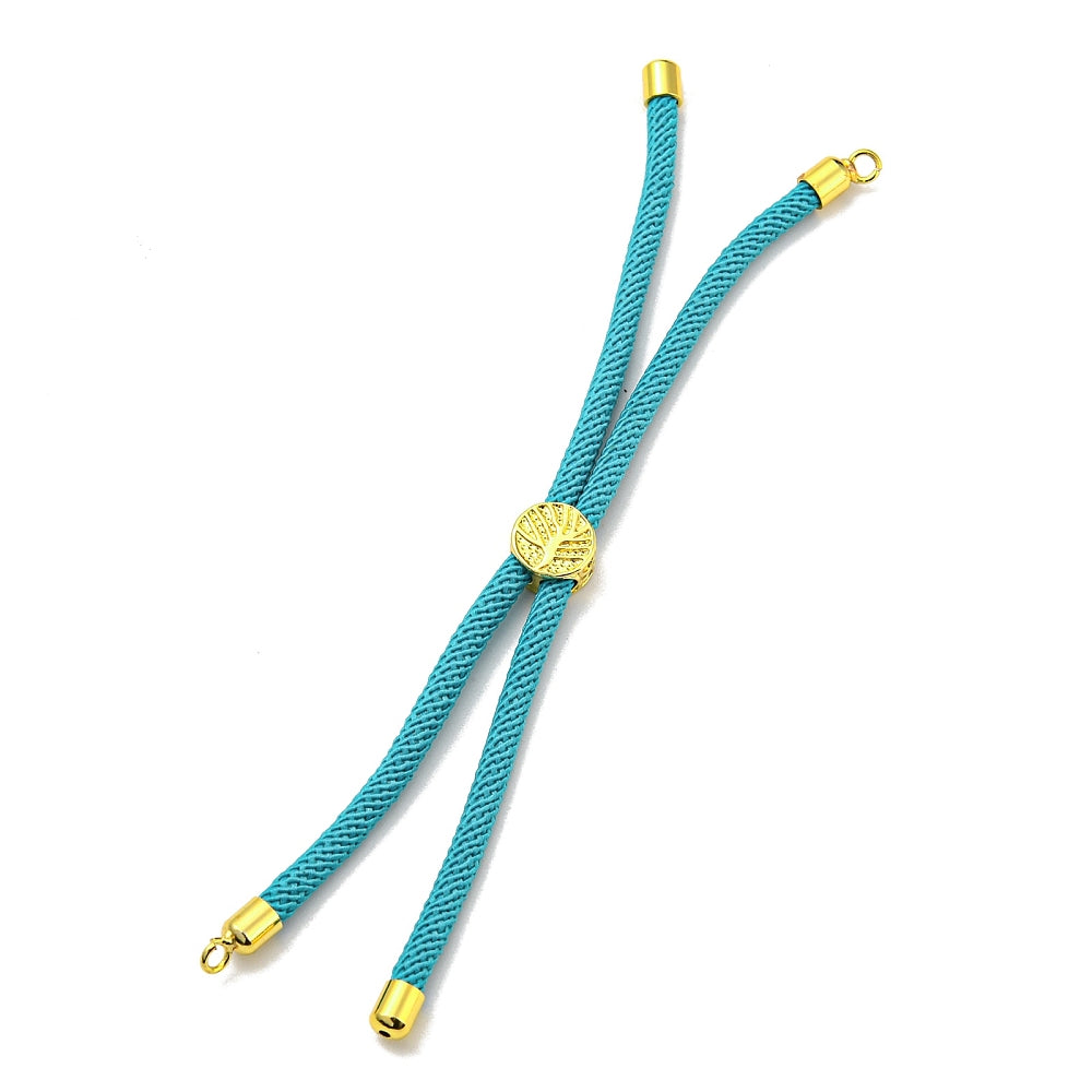 Adjustable Bracelet Making Nylon Cord with Gold Plated Brass Tree of Life Sliding Stopper Bead