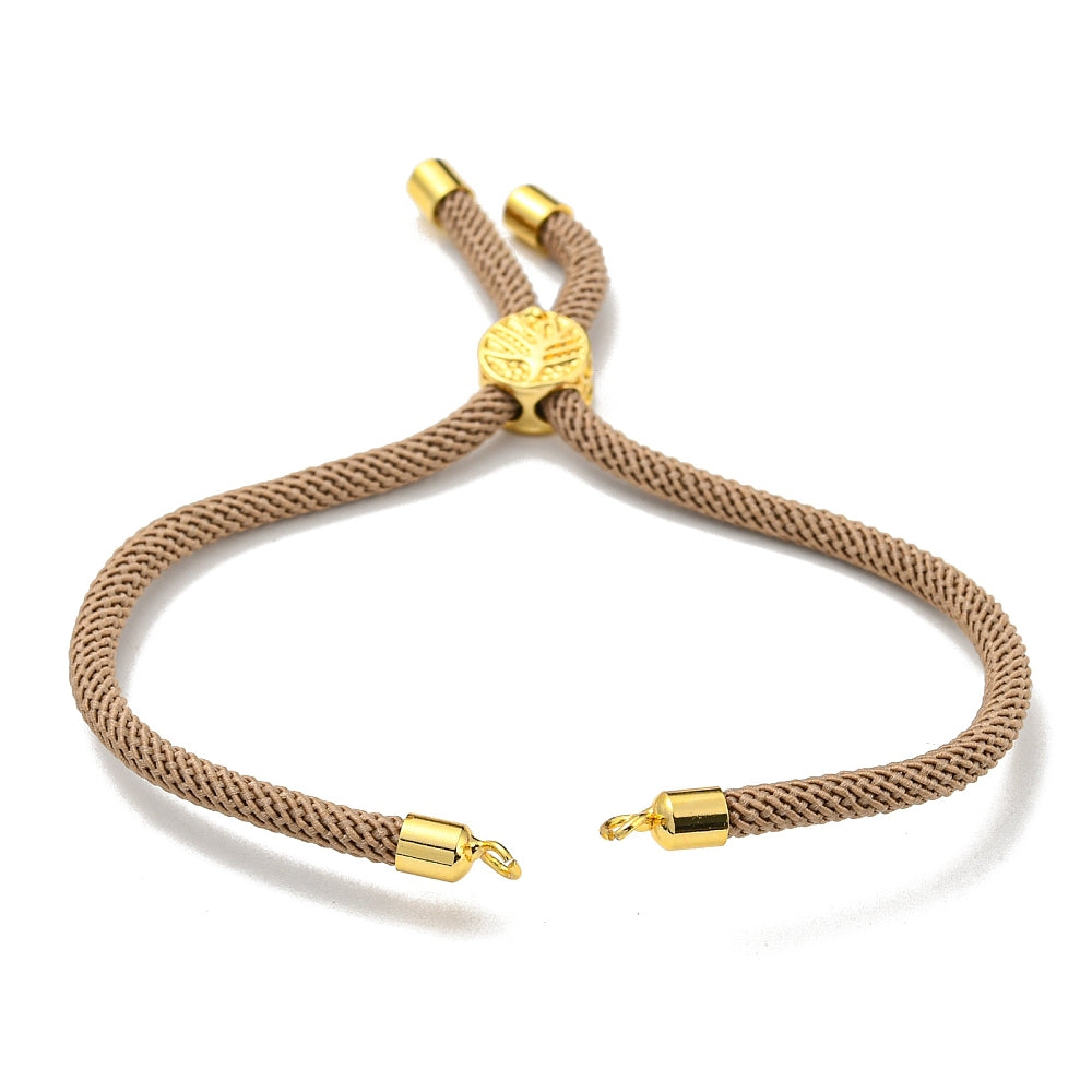 Adjustable Bracelet Making Nylon Cord with Gold Plated Brass Tree of Life Sliding Stopper Bead