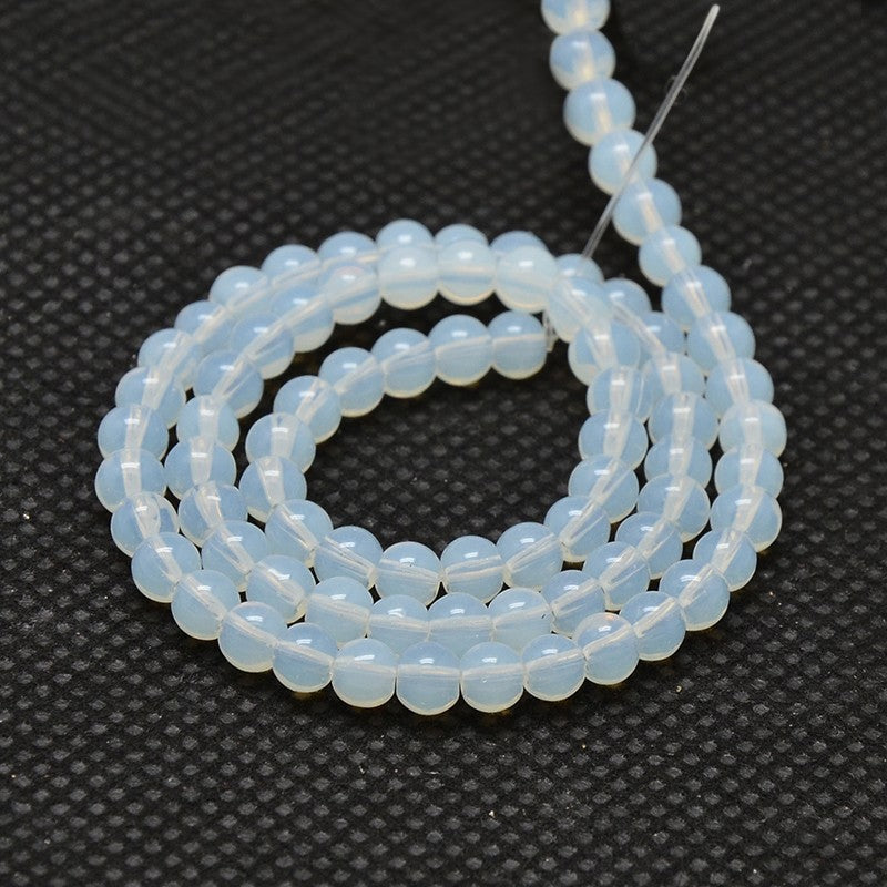 Round Opalite Beads Strands, Grade AA, White