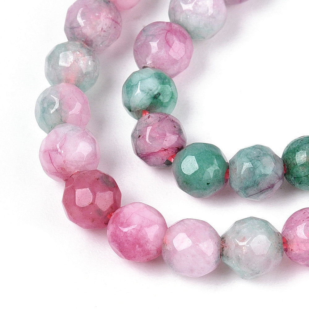 4mm Faceted White Jade Strands