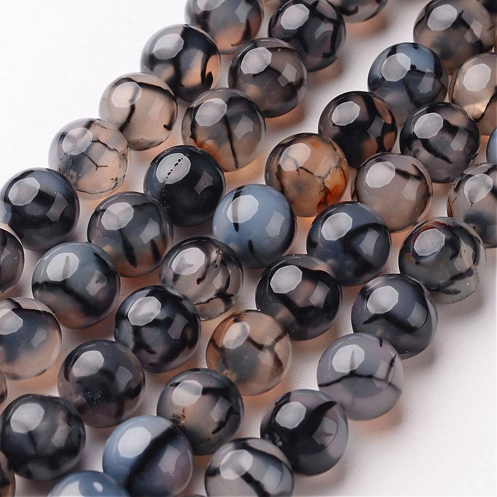 Natural Dragons Vein Agate Bead strands - 10mm