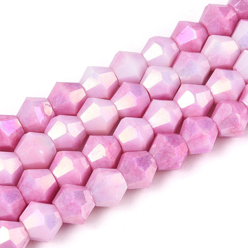6mm Anti-Tarnish Electroplate Bicone Glass Beads Strands - Imitation Gemstone.