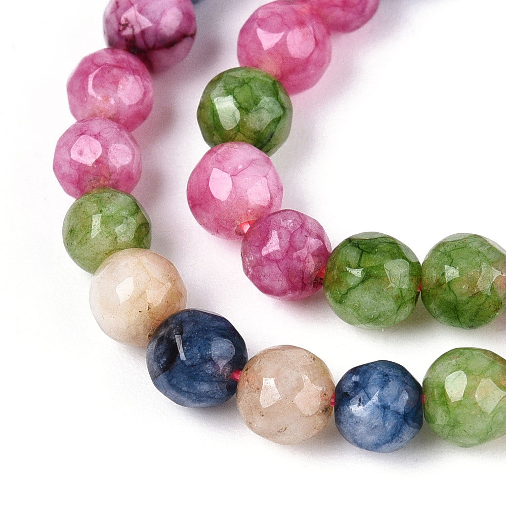 4mm Faceted White Jade Strands