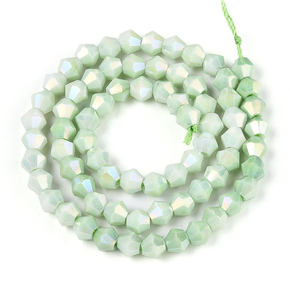 6mm Anti-Tarnish Electroplate Bicone Glass Beads Strands - Imitation Gemstone.