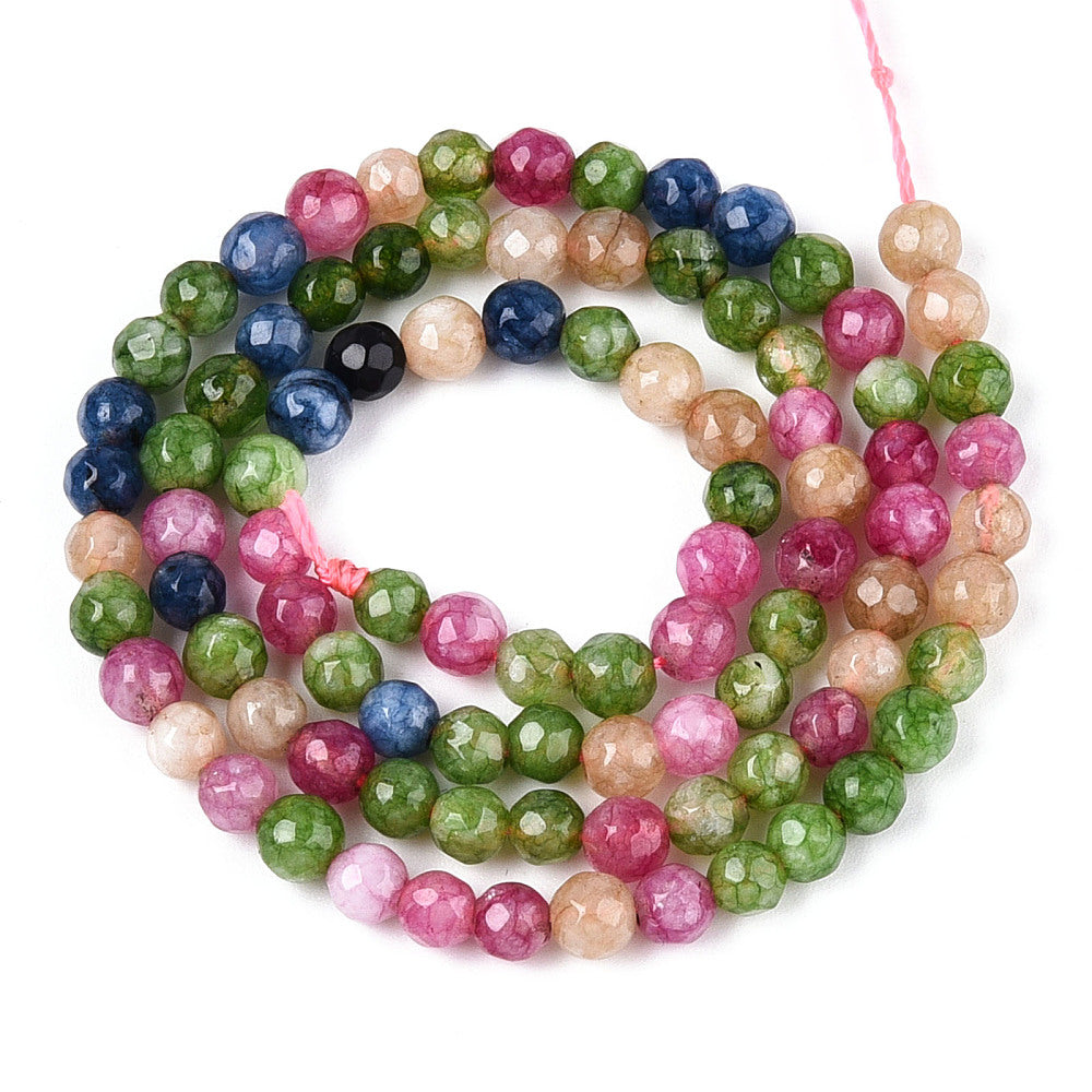4mm Faceted White Jade Strands