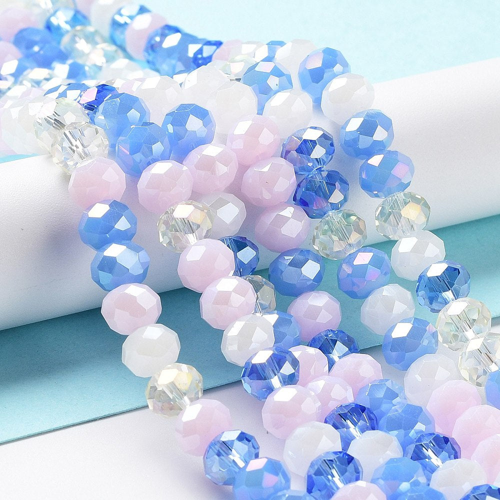 Faceted Glass Bead Strands - mix colours - 8x6mm - rondelle