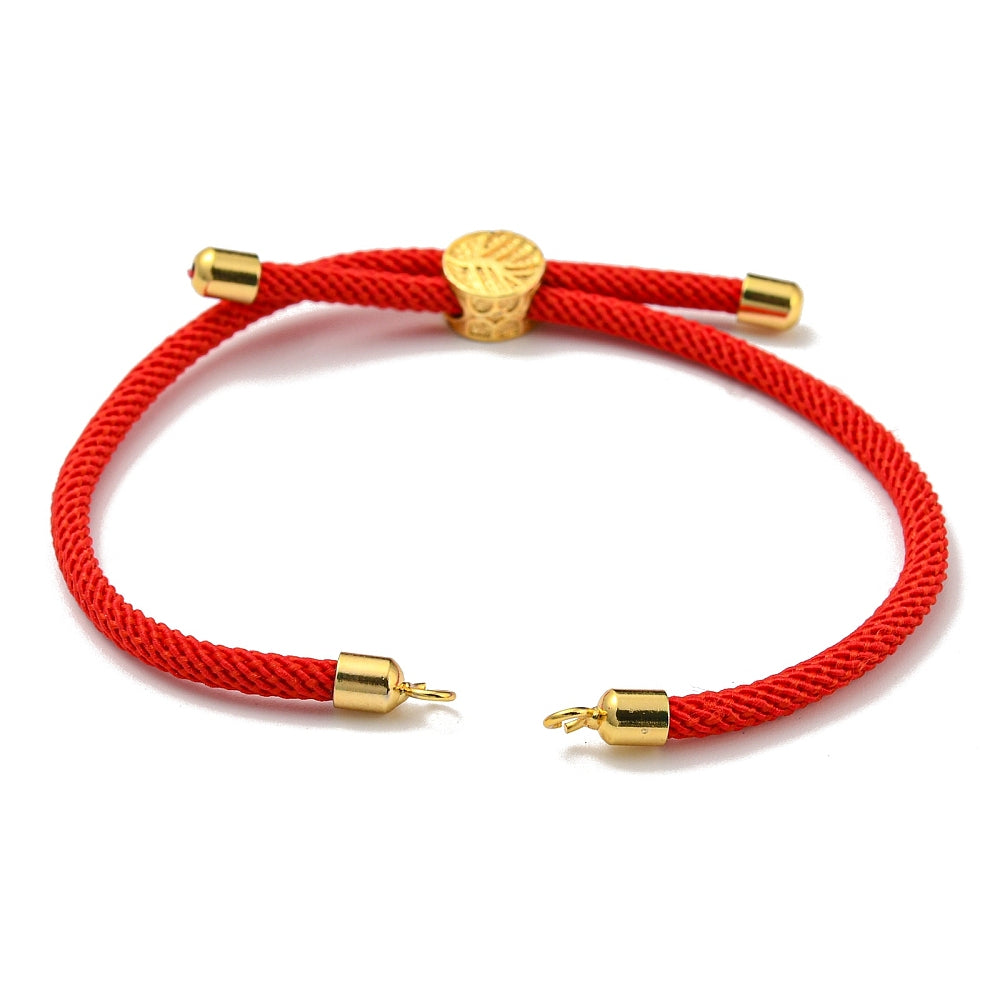 Adjustable Bracelet Making Nylon Cord with Gold Plated Brass Tree of Life Sliding Stopper Bead