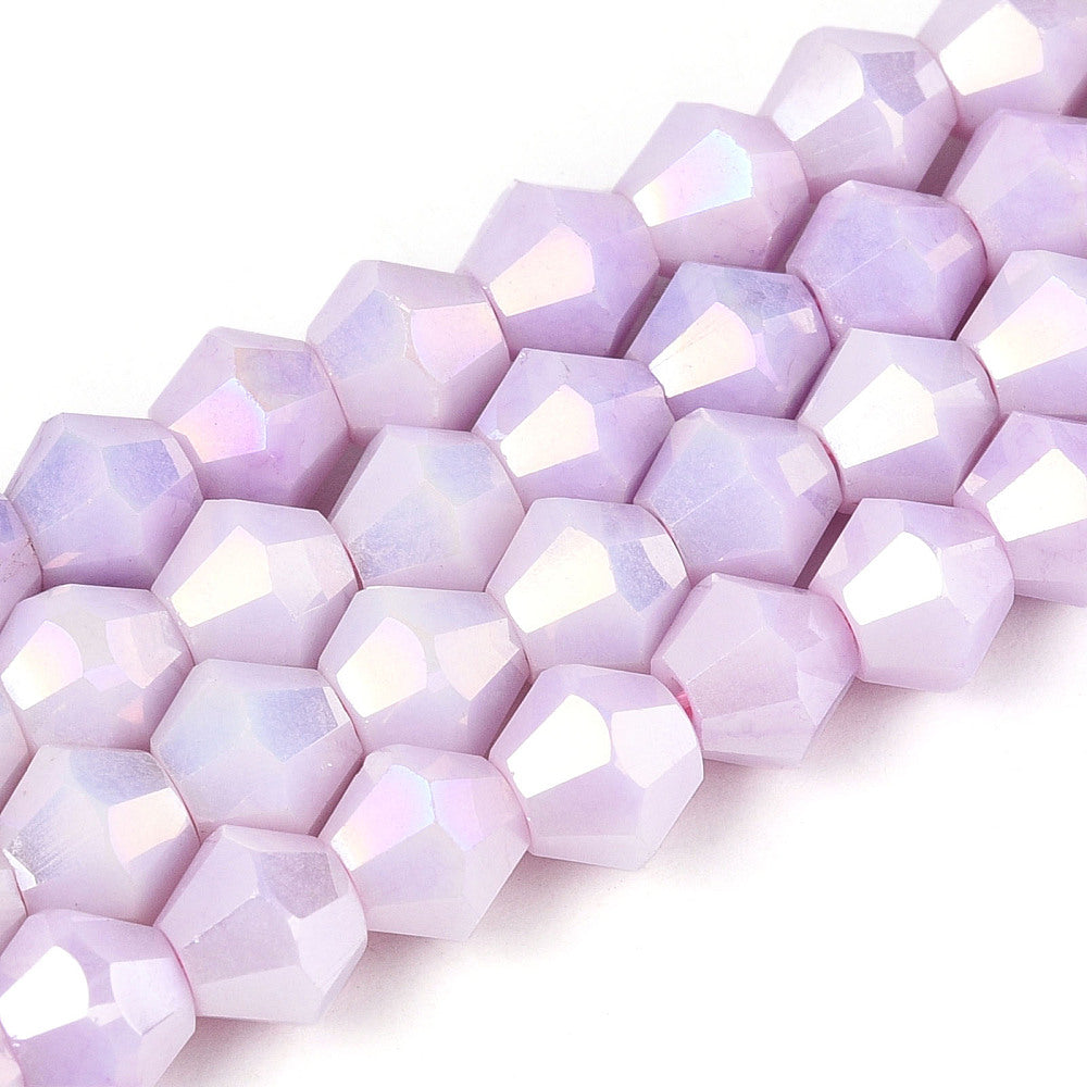 6mm Anti-Tarnish Electroplate Bicone Glass Beads Strands - Imitation Gemstone.