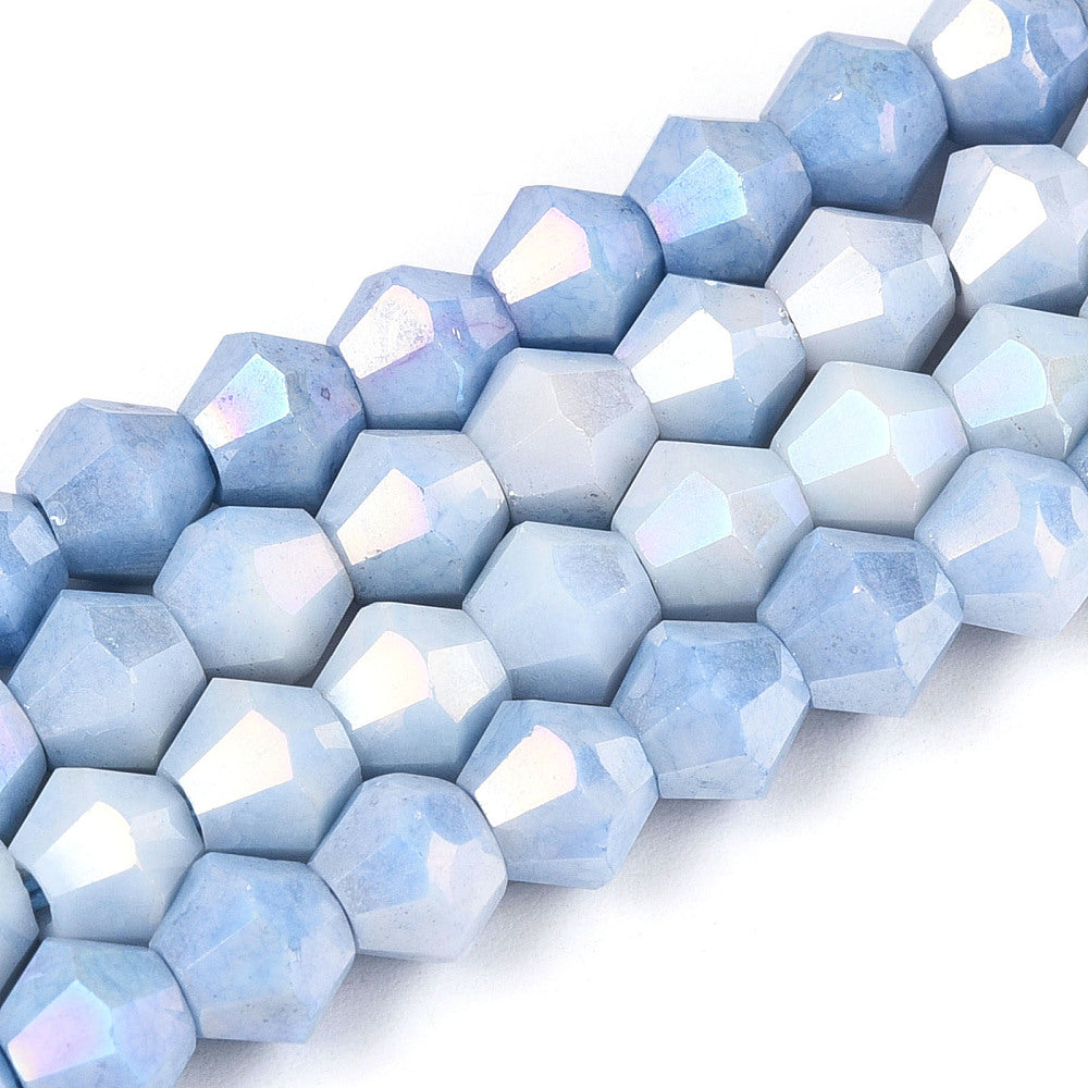 6mm Anti-Tarnish Electroplate Bicone Glass Beads Strands - Imitation Gemstone.