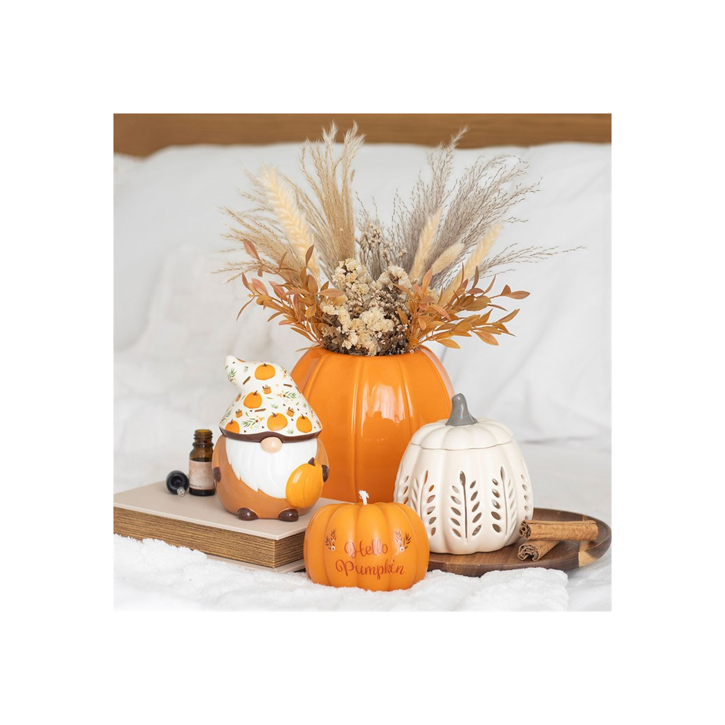 Cream Leaf Cut Out Pumpkin Oil Burner and Wax Warmer