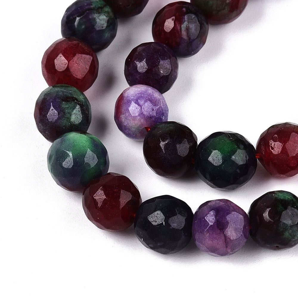 Dyed Natural White Jade Beads Strands - 8mm - Faceted