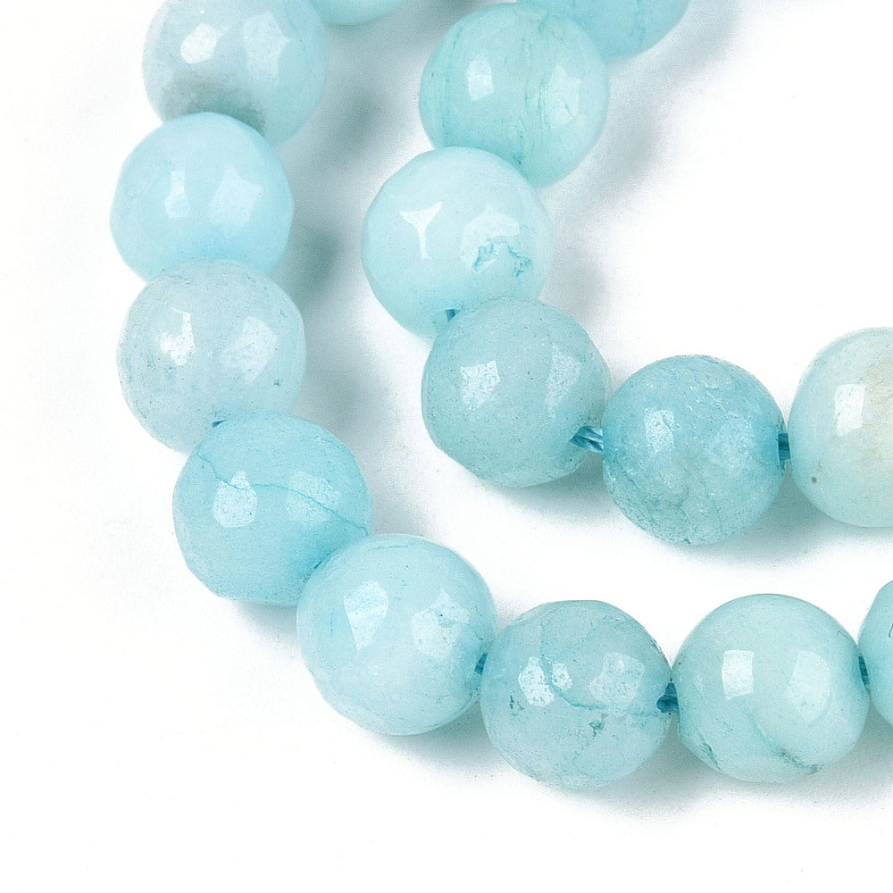 Dyed Natural White Jade Beads Strands - 8mm - Faceted
