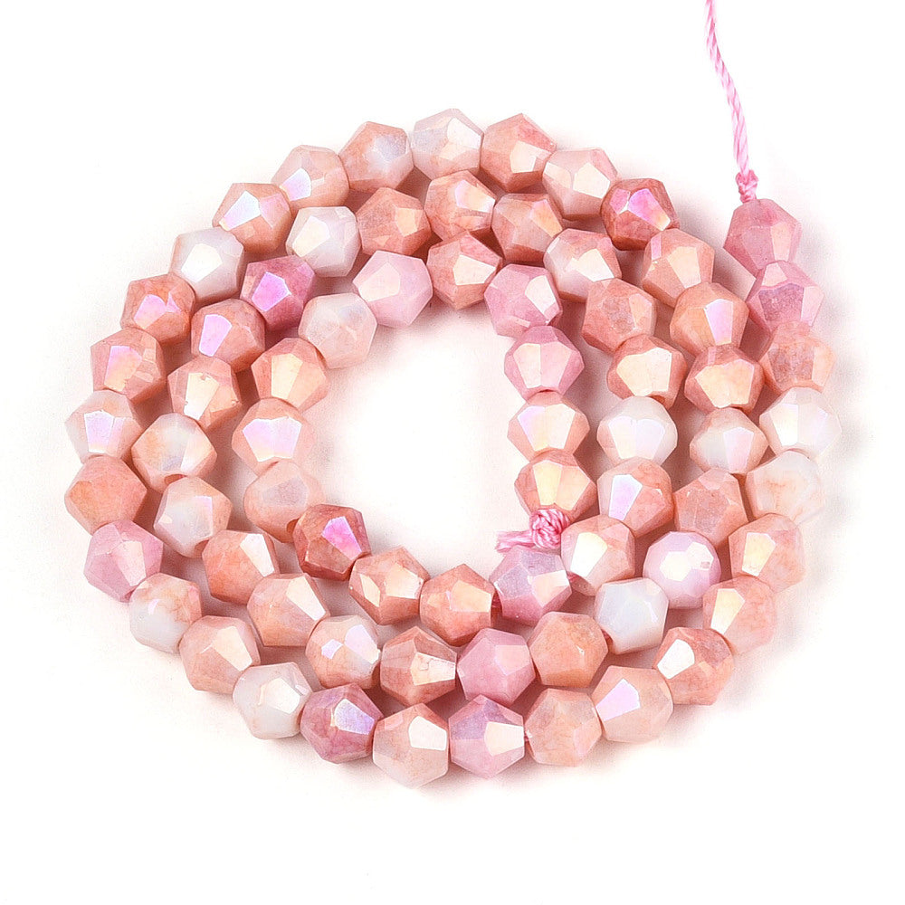 6mm Anti-Tarnish Electroplate Bicone Glass Beads Strands - Imitation Gemstone.