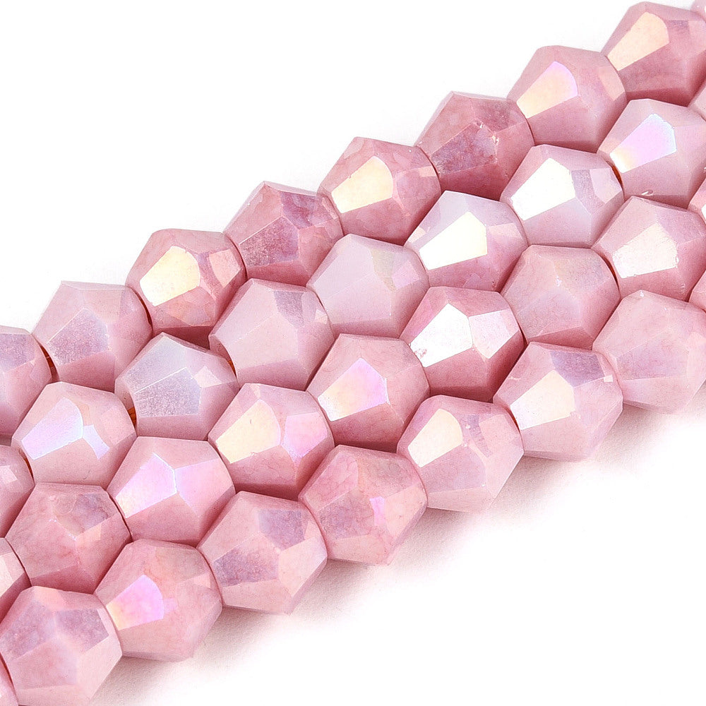6mm Anti-Tarnish Electroplate Bicone Glass Beads Strands - Imitation Gemstone.