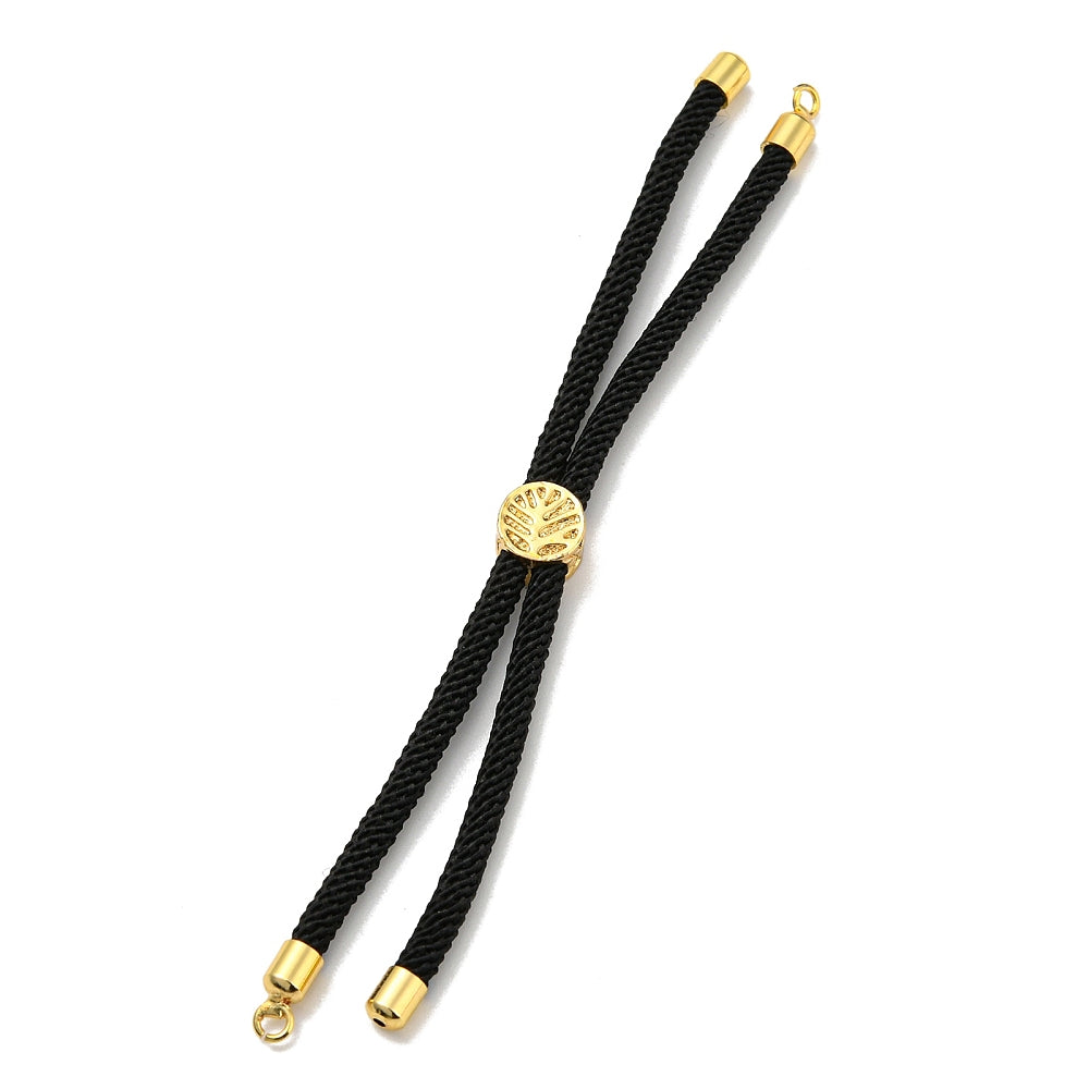 Adjustable Bracelet Making Nylon Cord with Gold Plated Brass Tree of Life Sliding Stopper Bead