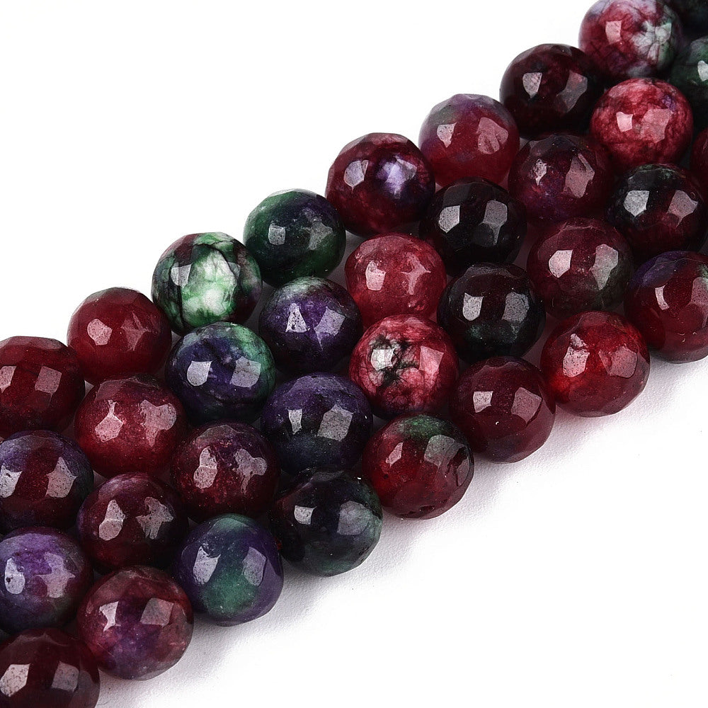 Dyed Natural White Jade Beads Strands - 8mm - Faceted