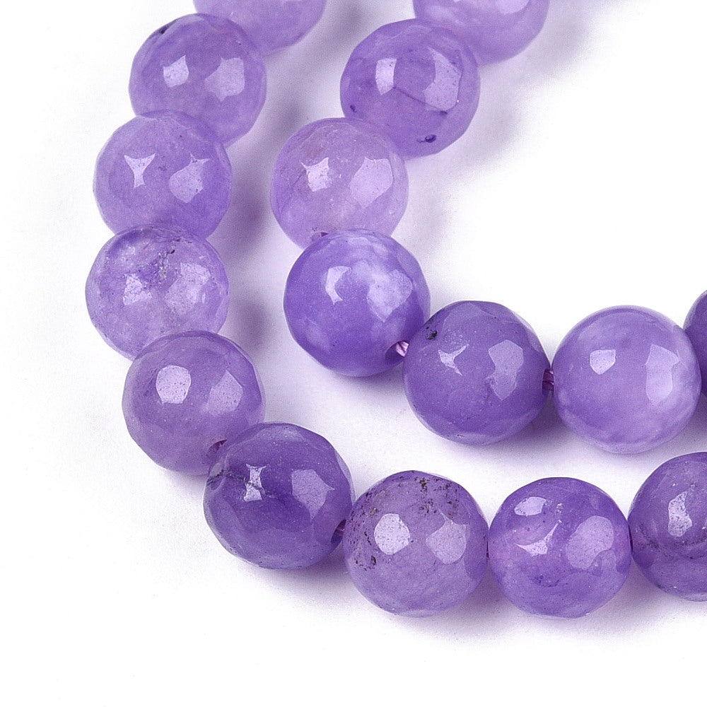 Dyed Natural White Jade Beads Strands - 8mm - Faceted