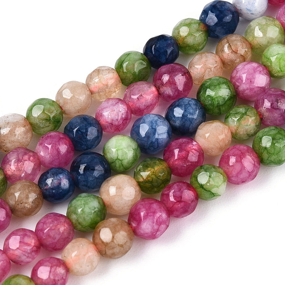 4mm Faceted White Jade Strands