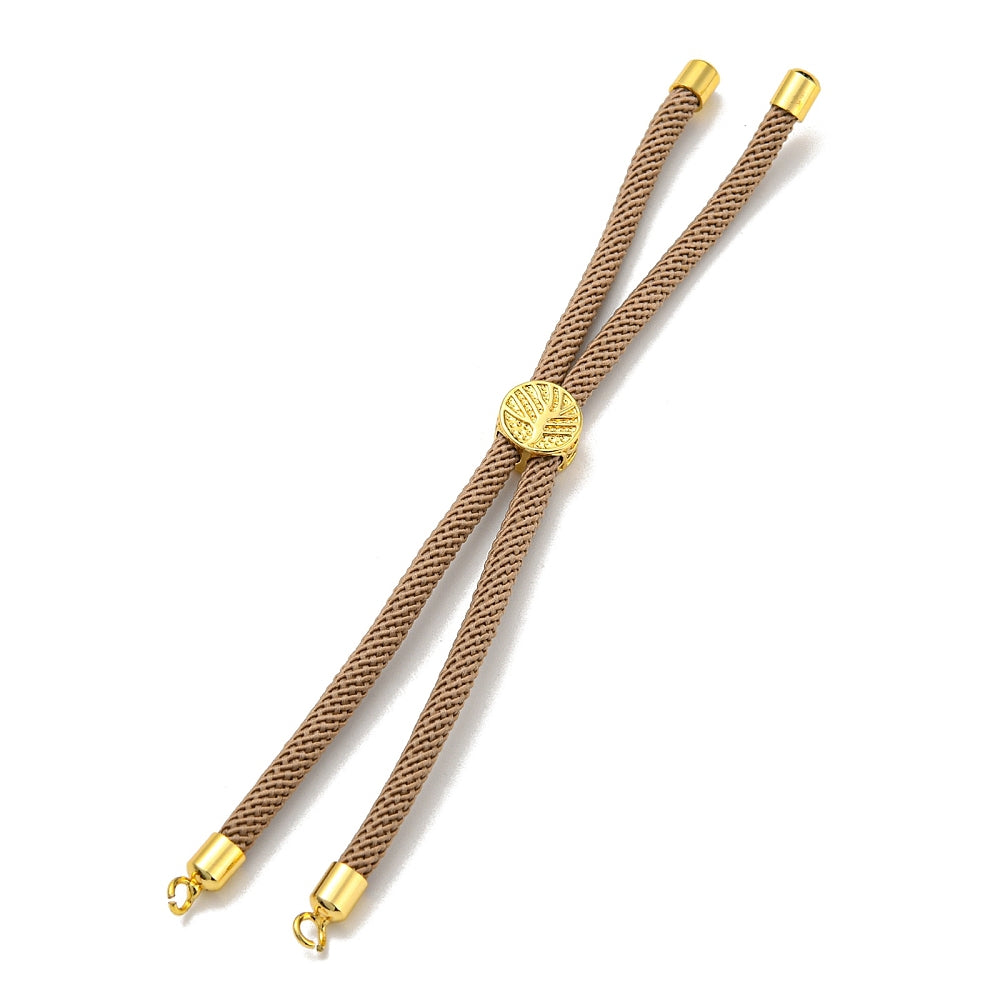 Adjustable Bracelet Making Nylon Cord with Gold Plated Brass Tree of Life Sliding Stopper Bead