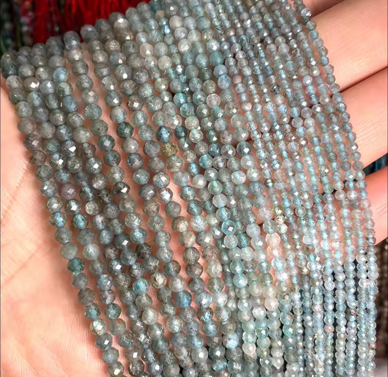 Natural Apatite Beads Faceted - 3mm strands - approx 120pcs