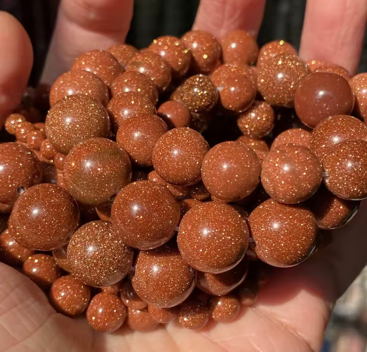 Gold & Blue Sandstone Bead strands