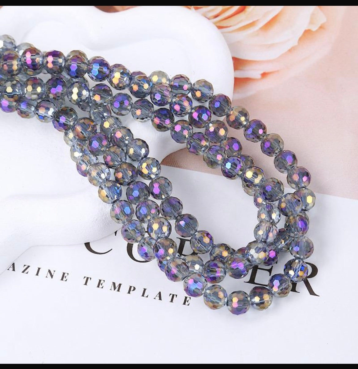 10mm Electroplated Faceted Glass Bead strands