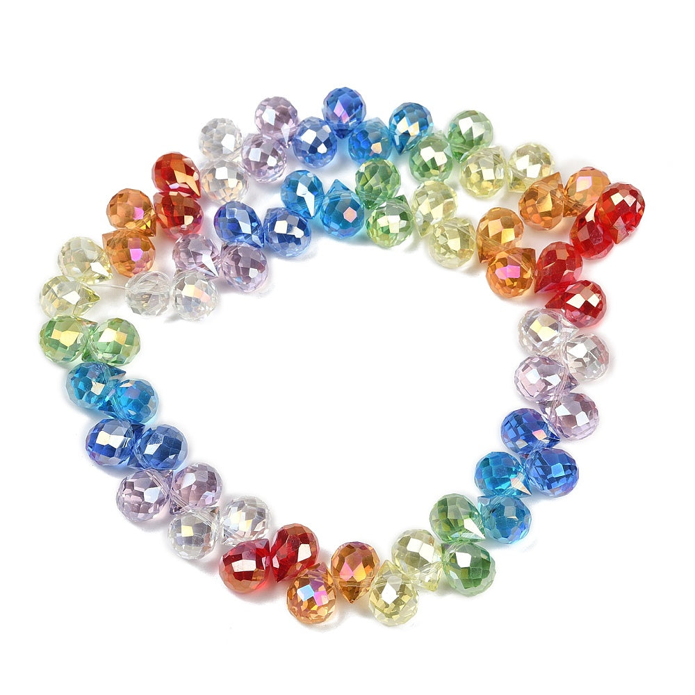 Glass (crystal glass) 8mm teardrop Faceted Beads (pack of 15pcs)