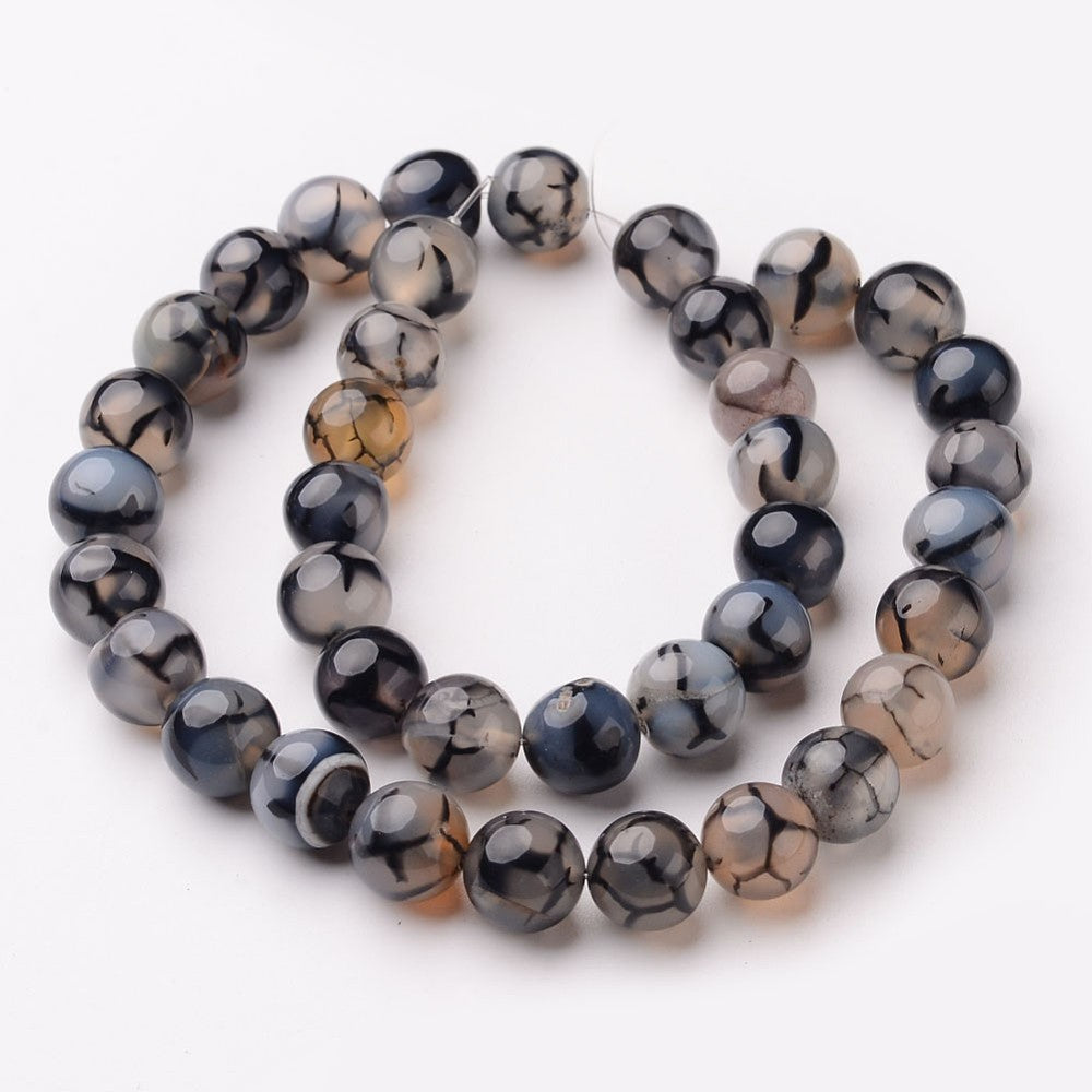 Natural Dragons Vein Agate Bead Strands - 8mm