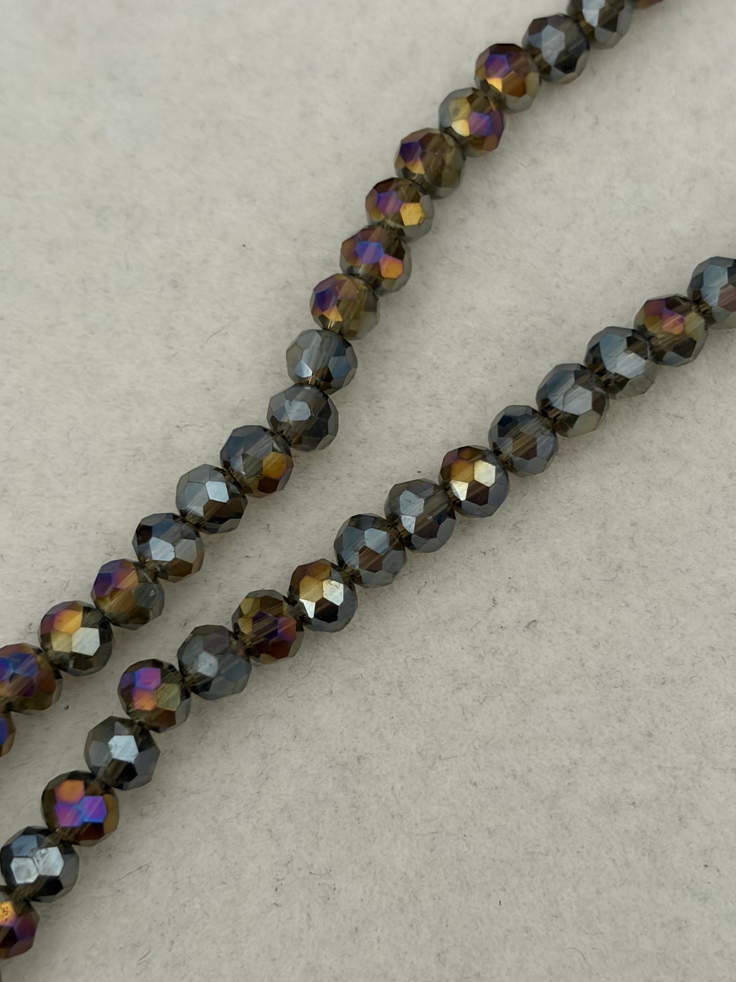Electroplate Glass Beads - AB Color Plated - Faceted Rondelle- 6x4mm - approx 85pcs per strand