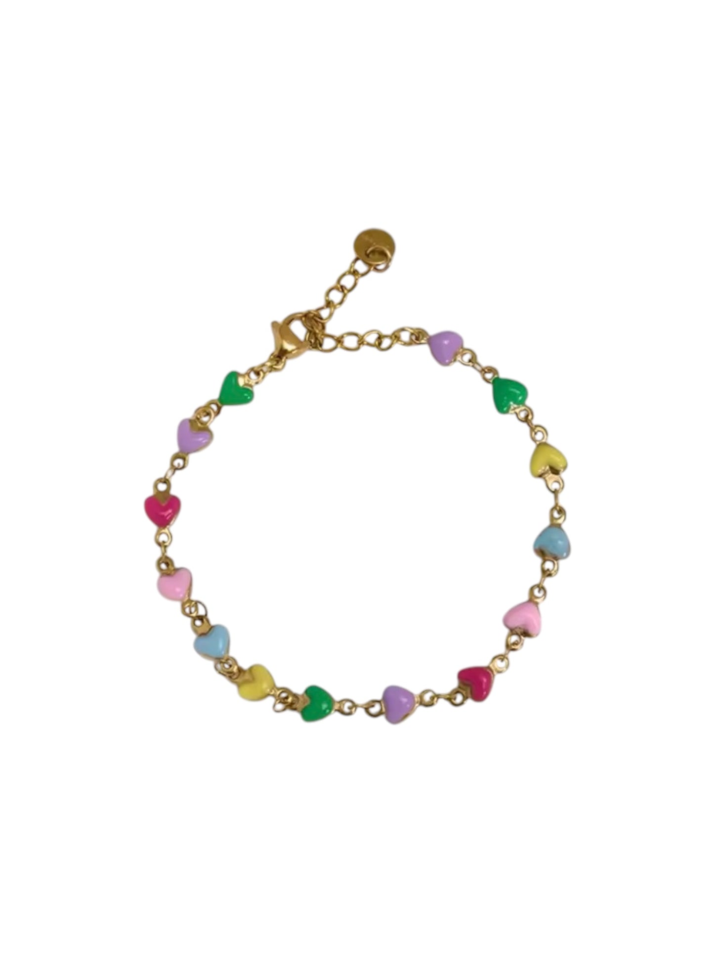 Heart Shaped Chain Bracelet 💚💛🩵🩷❤️💜