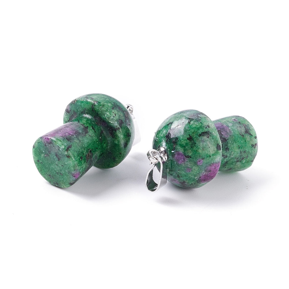 Natural Ruby in Zoisite Pendants, Mushroom π
