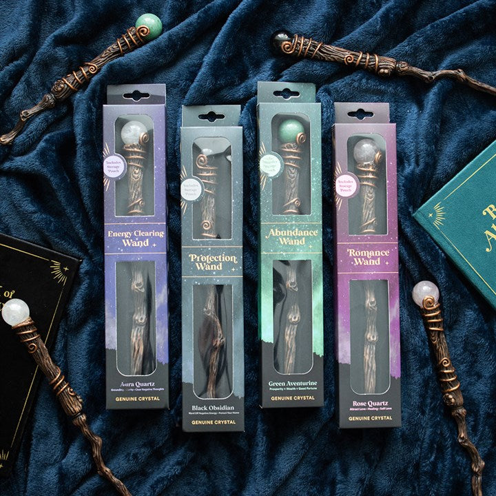 Set of 16 Crystal Wands with Pouches in Display