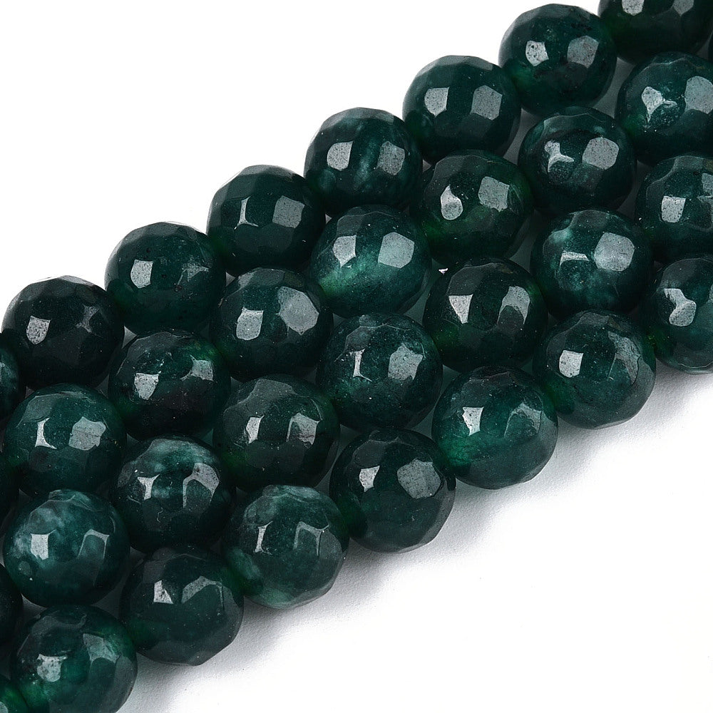 Dyed Natural White Jade Beads Strands - 8mm - Faceted