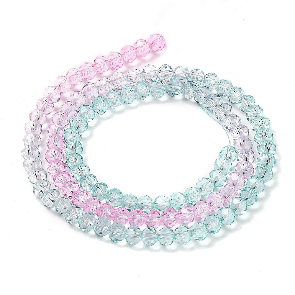 Transparent Colourful Glass Beads Strands - Faceted - Rondelle - 4.5x3.6mm - approx 105~110pcs per strand