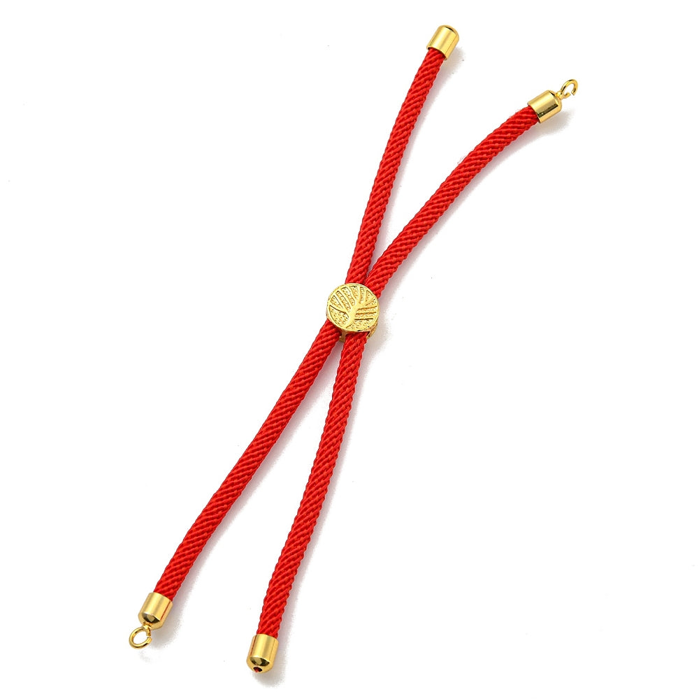 Adjustable Bracelet Making Nylon Cord with Gold Plated Brass Tree of Life Sliding Stopper Bead