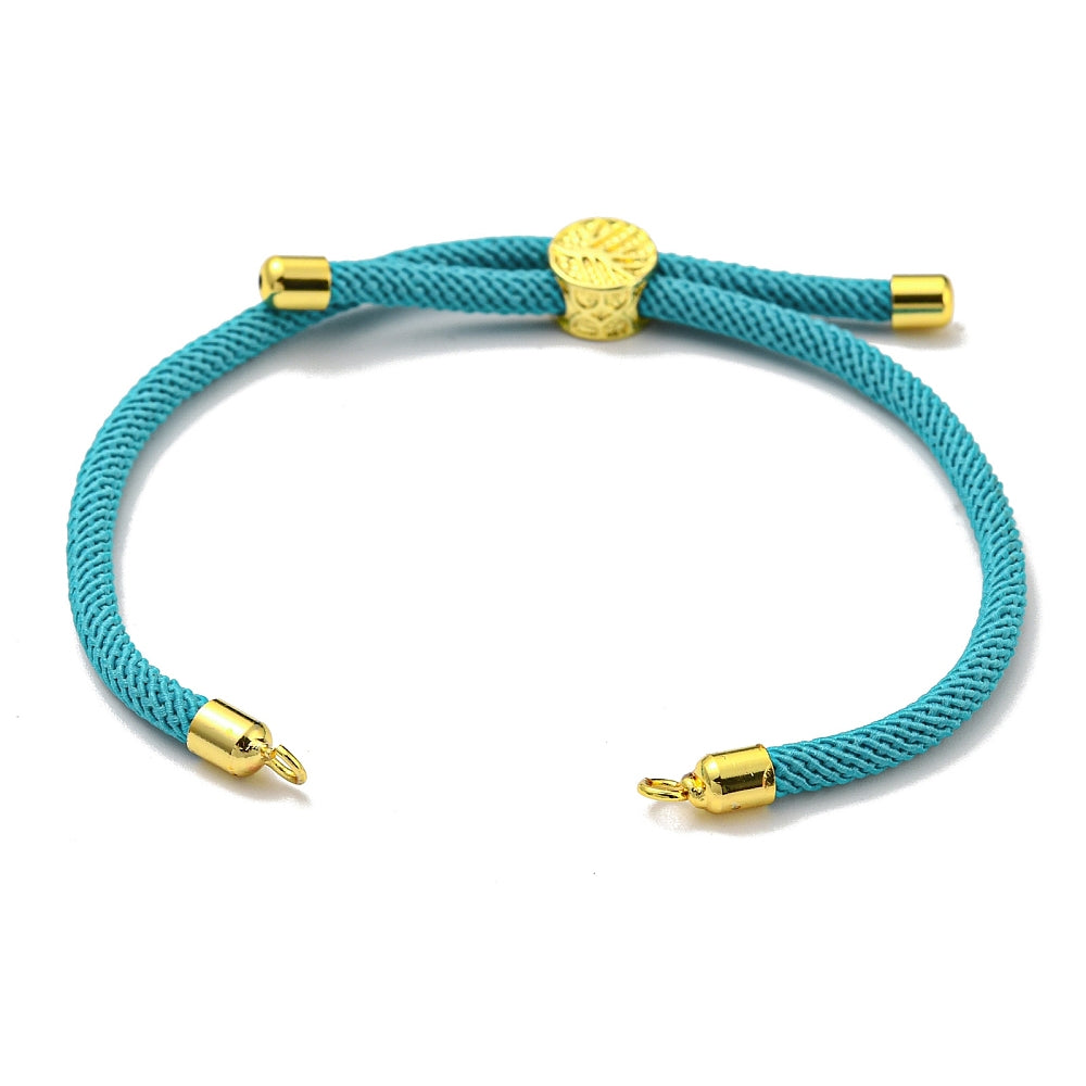 Adjustable Bracelet Making Nylon Cord with Gold Plated Brass Tree of Life Sliding Stopper Bead