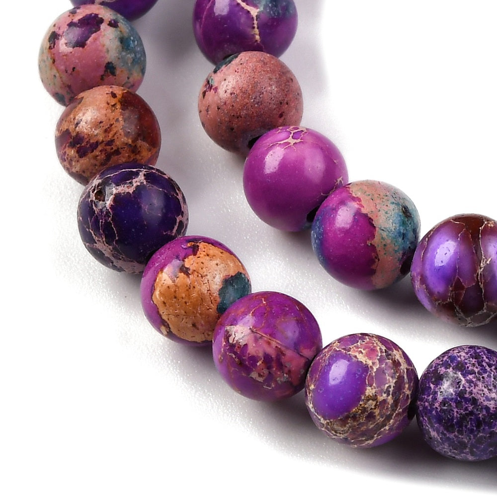Dyed Natural Regalite/Imperial Jasper/Sea Sediment Jasper Beads Strands, Round, 6mm, approx 30pcs per strand