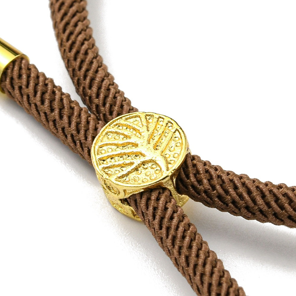 Adjustable Bracelet Making Nylon Cord with Gold Plated Brass Tree of Life Sliding Stopper Bead