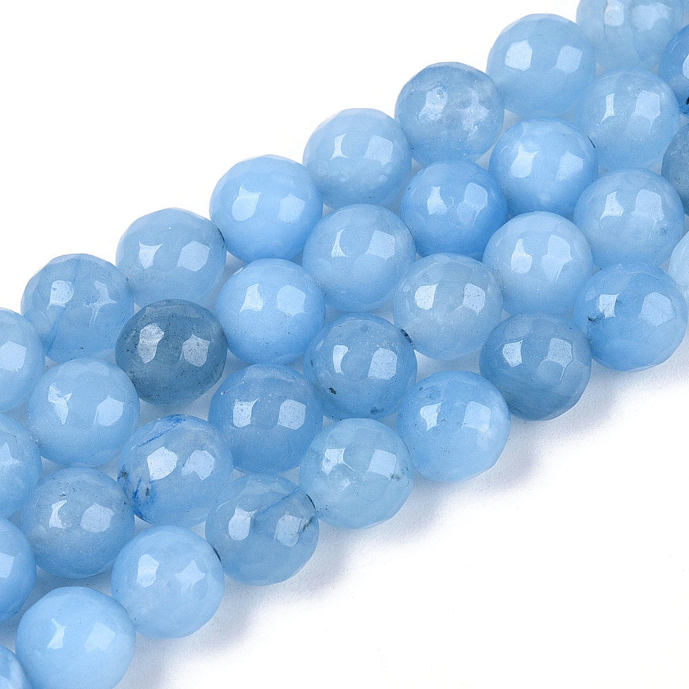Dyed Natural White Jade Beads Strands - 8mm - Faceted