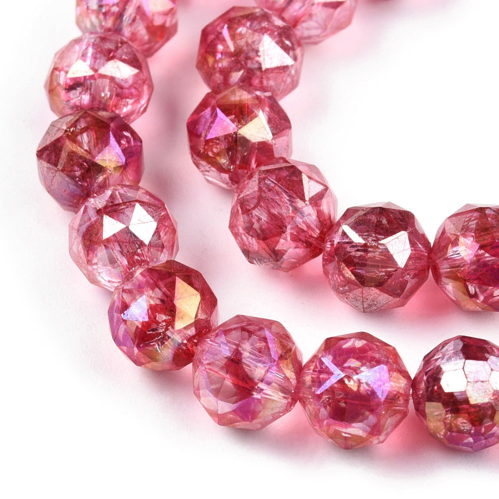 Transparent Electroplate Glass Beads Strands - AB Color Plated - Faceted - Round - 8x7.5mm