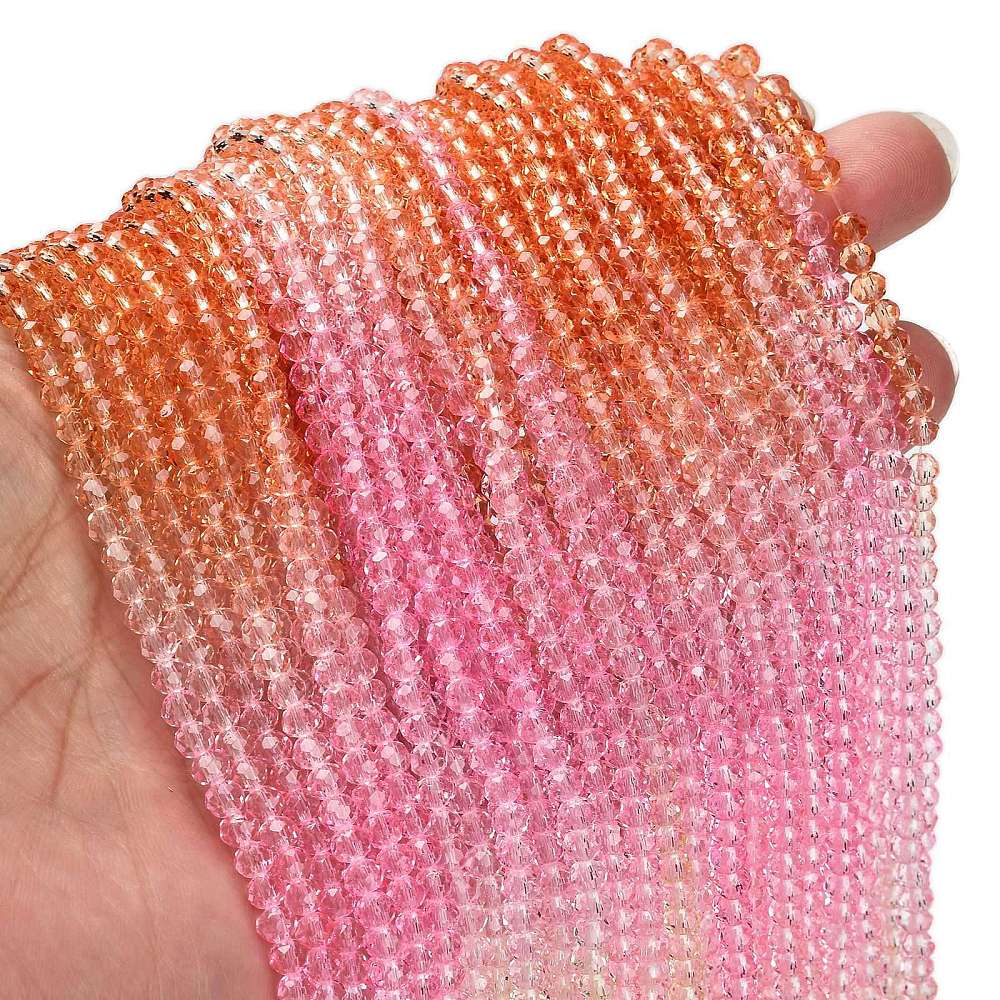 Transparent Colourful Glass Beads Strands - Faceted - Rondelle - 4.5x3.6mm - approx 105~110pcs per strand