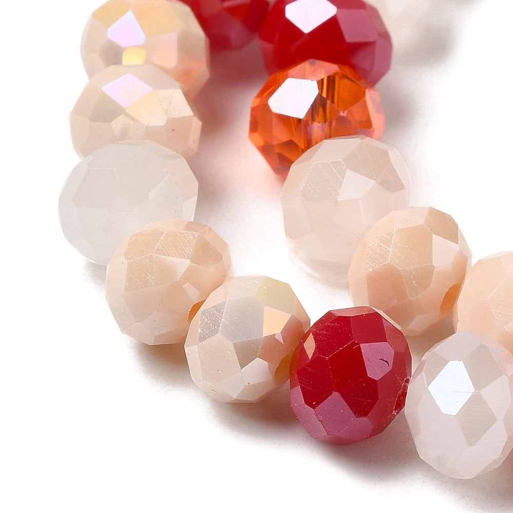 Fils de perles de verre, à facettes, forme rondelle, 8x6mm, environ 68 perles par fil